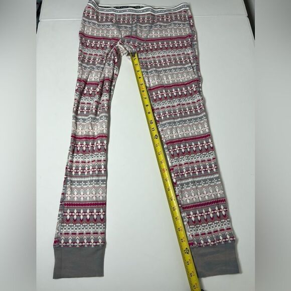 VICTORIA'S SECRET GRAY/FUCHSIA/WHITE WAFFLE KNIT PAJAMA Leggings Thermal Size M - Picture 8 of 9